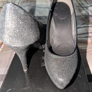 Shimmering Black Glitter Heels